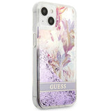 Guess GUHCP13SLFLSU iPhone 13 mini 5.4" purple/purple hardcase Flower Liquid Glitter