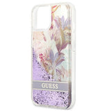 Guess GUHCP13SLFLSU iPhone 13 mini 5.4" purple/purple hardcase Flower Liquid Glitter
