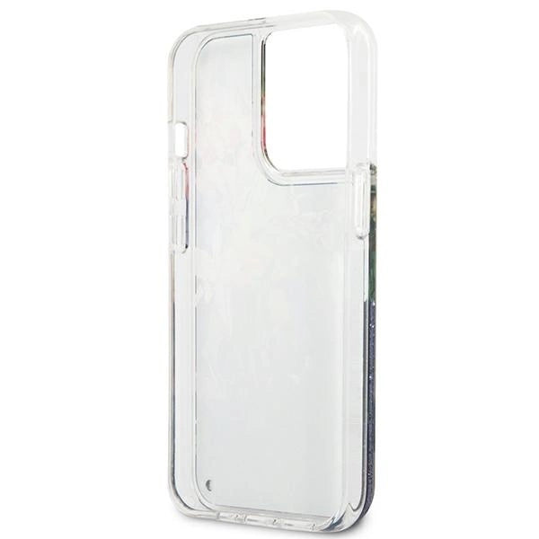 Guess Flower Liquid Glitter case for iPhone 13 Pro Max - blue