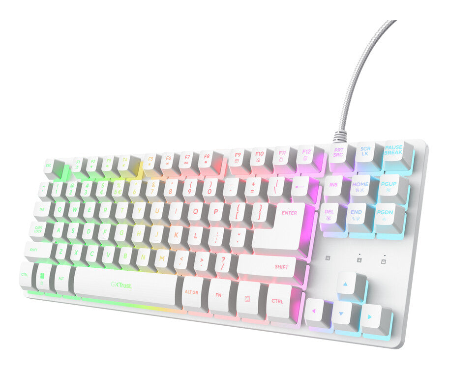 Trust GXT 833W Thado TKL tastatur Spil USB QWERTY US engelsk Hvid