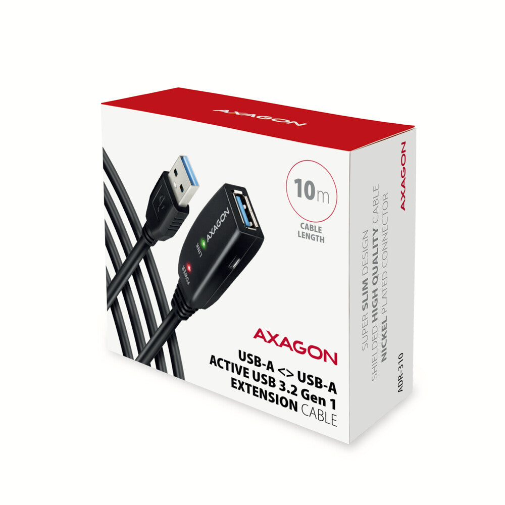 Axagon ADR-310 USB-kabel USB 3.2 Gen 1 (3.1 Gen 1) 10 m USB A 5 Gbit/sek. Sort
