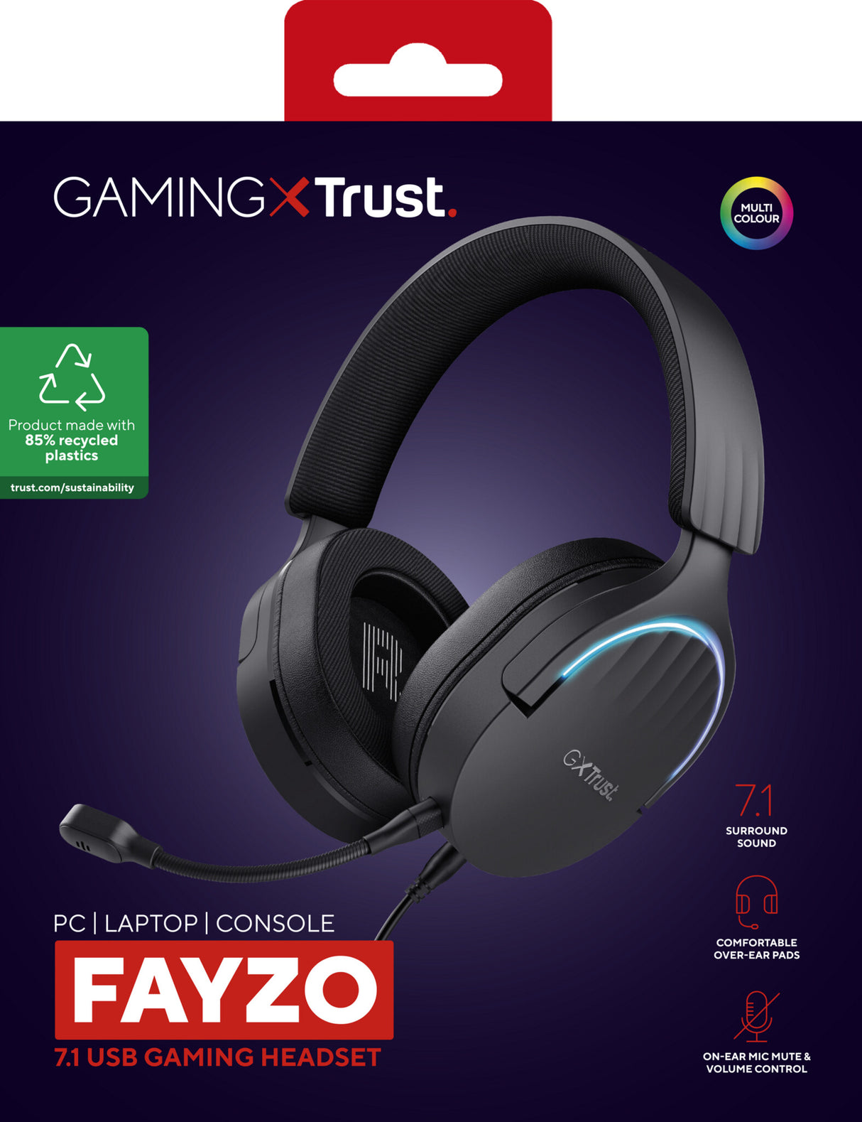 Trust GXT 490 FAYZO Headset Ledningsført Spil USB Type-A Sort