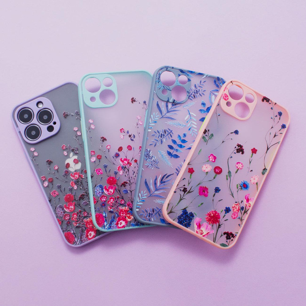 Design Case for iPhone 12 Pro Max blomsterhylster lysblå