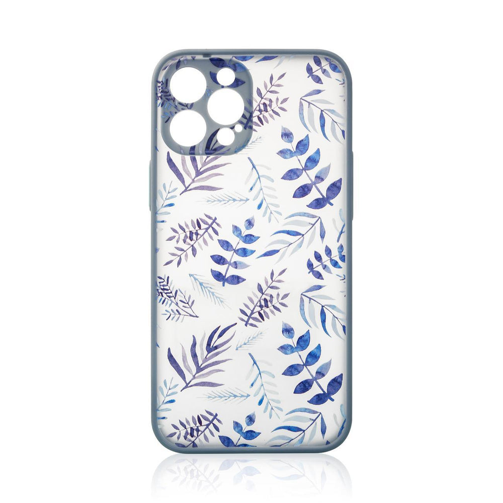 Design Case for iPhone 12 Pro Max blomsterhylster mørkblå
