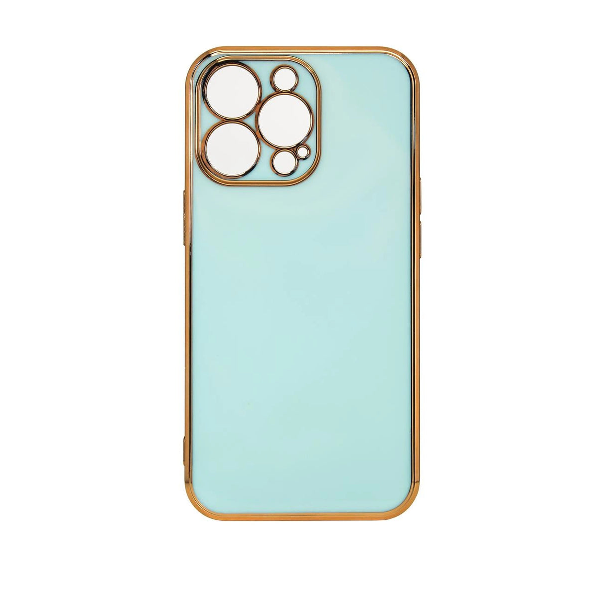 Lighting Color Case til iPhone 12 Pro Max, gel-cover med en guldramme, mint