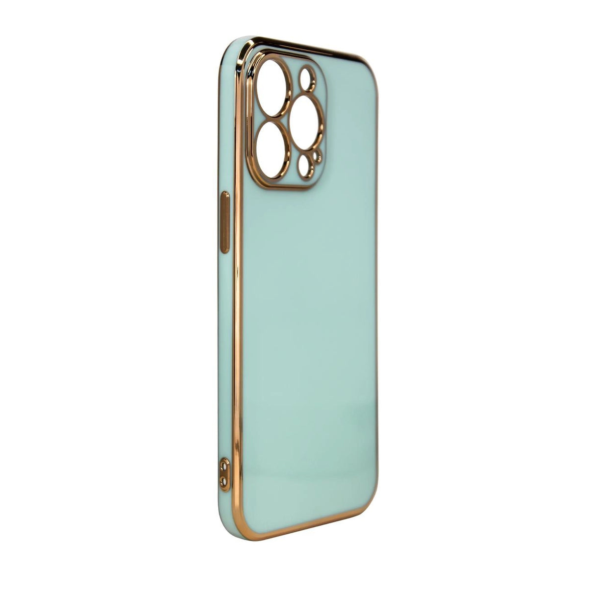 Lighting Color Case til iPhone 12 Pro Max, gel-cover med en guldramme, mint