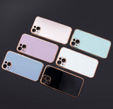 Lighting Color Case til iPhone 12 Pro Max, gel cover med en guldramme, mint