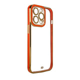 Fashion Case til iPhone 12 Pro Max Gold Frame Gel Cover Red