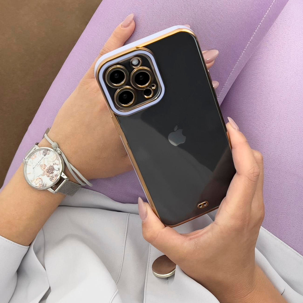 Fashion Case til iPhone 12 Pro Max Gold Frame Gel Cover Red