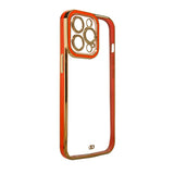 Fashion Case til iPhone 13 Pro Max Gold Frame Gel Cover Red