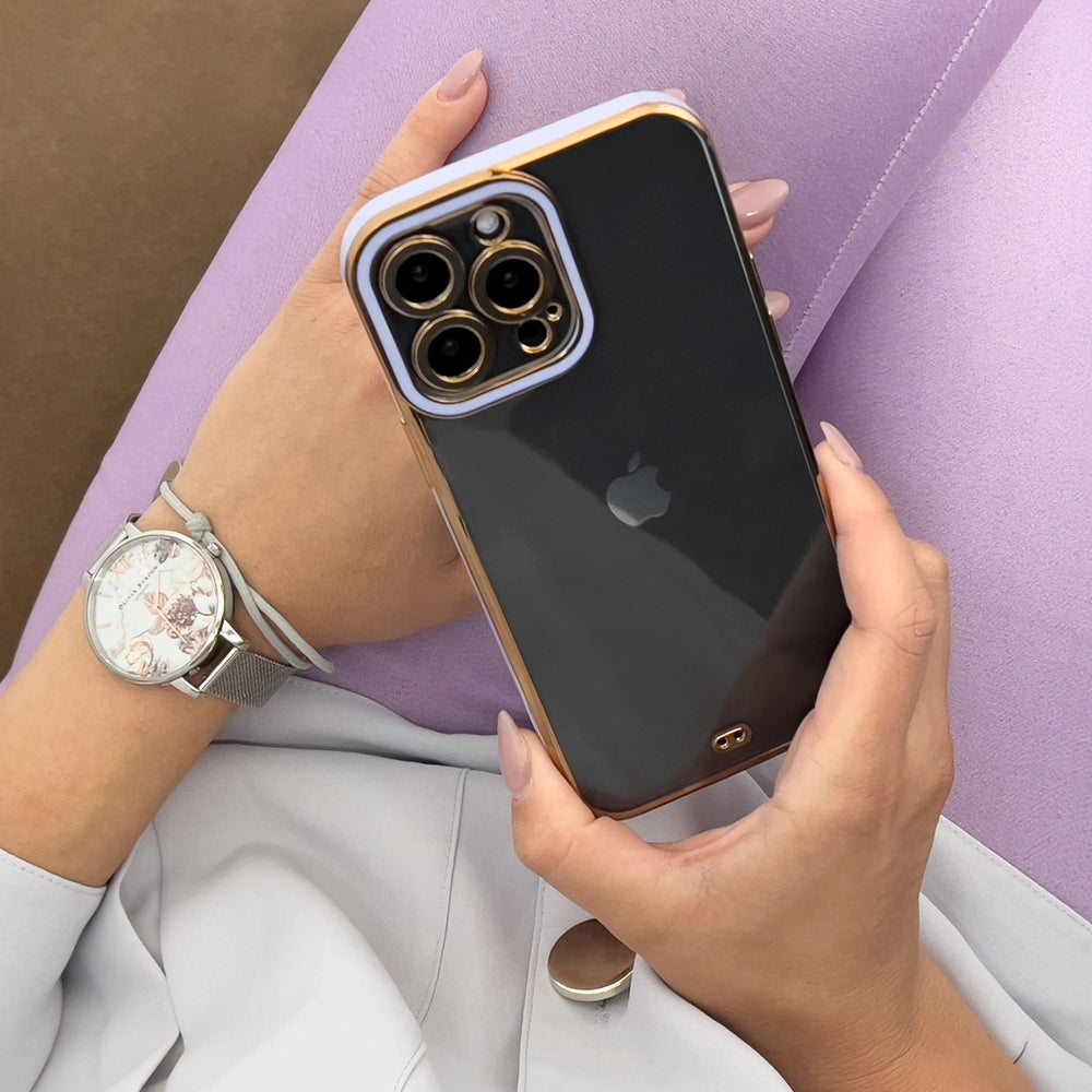 Fashion Case til iPhone 13 Pro Max Gold Frame Gel Cover Red