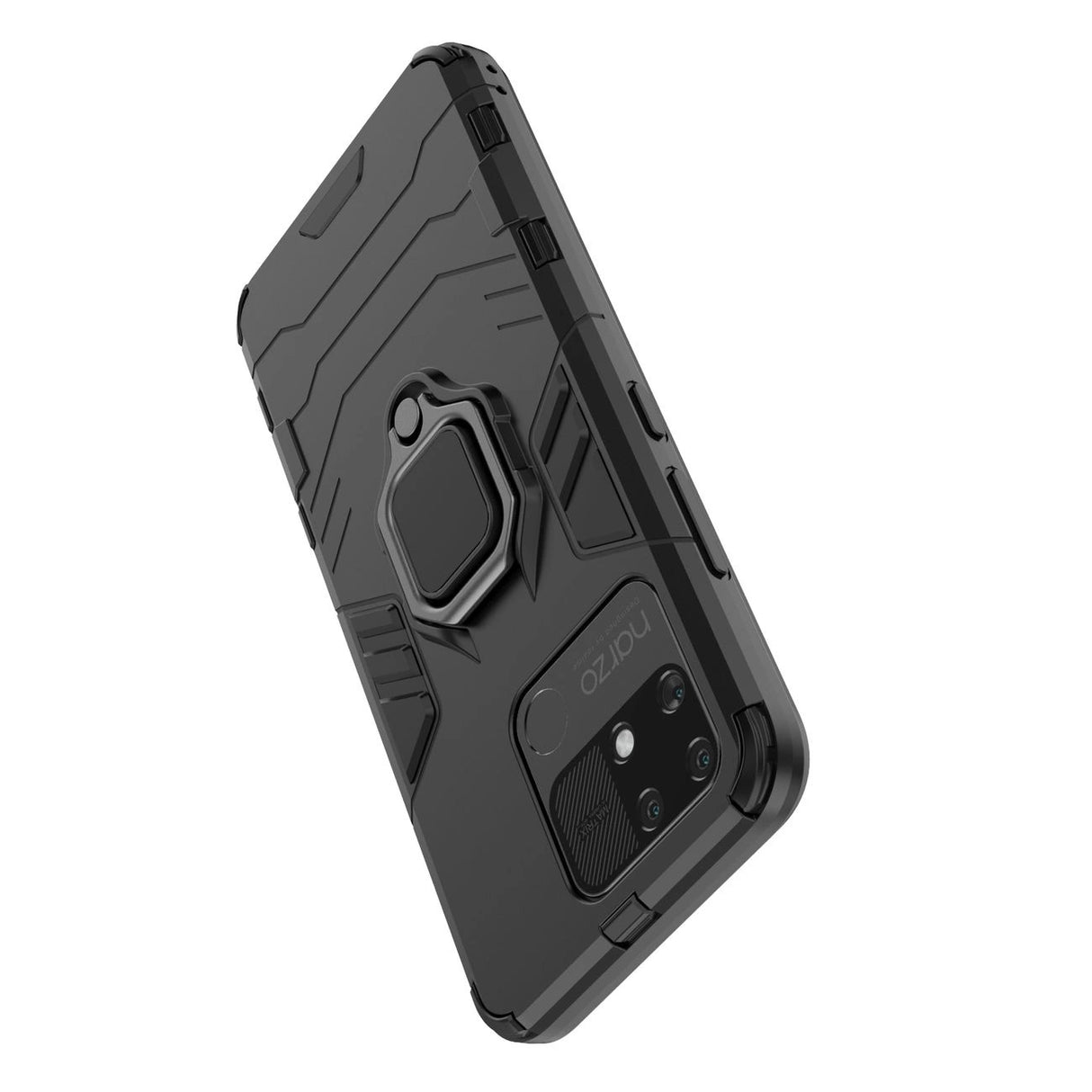 Ring Armor robust hybrid case cover + magnetisk holder Realme Narzo 50A sort