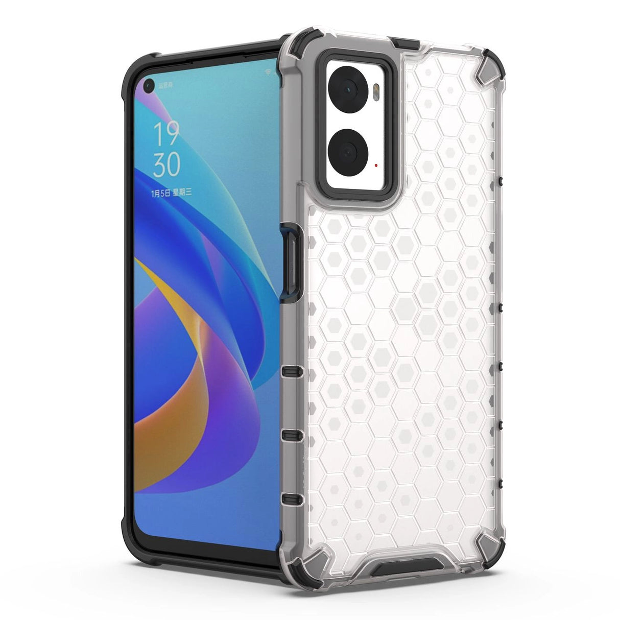 Honeycomb case armored cover with gel frame Oppo A76 / Oppo A36 / Realme 9i transparent