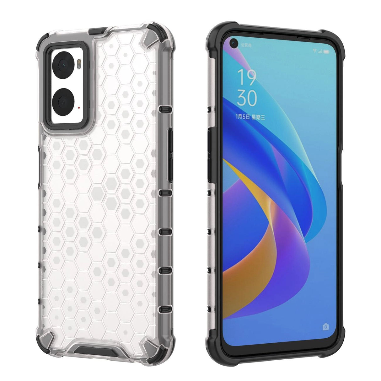 Honeycomb case armored cover with gel frame Oppo A76 / Oppo A36 / Realme 9i transparent