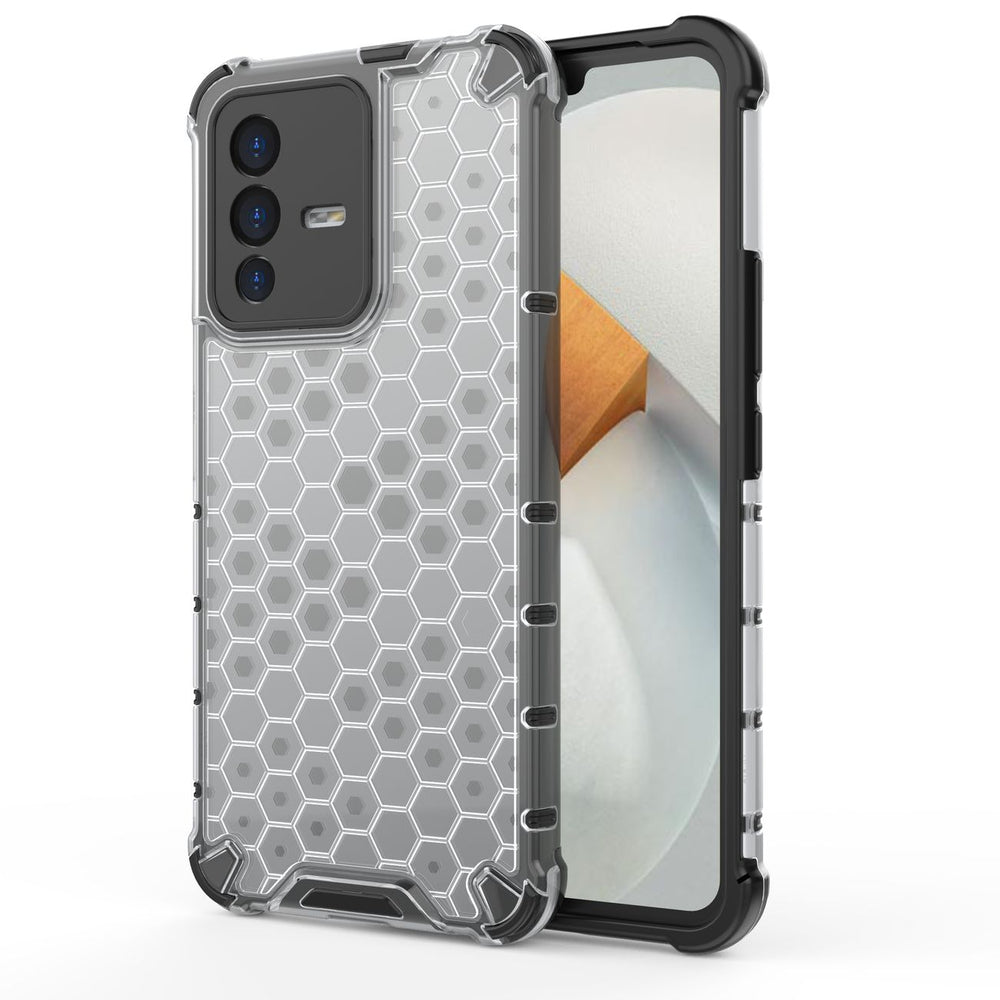 Honeycomb case pansret cover med en gel ramme til Vivo V23 5G gennemsigtig