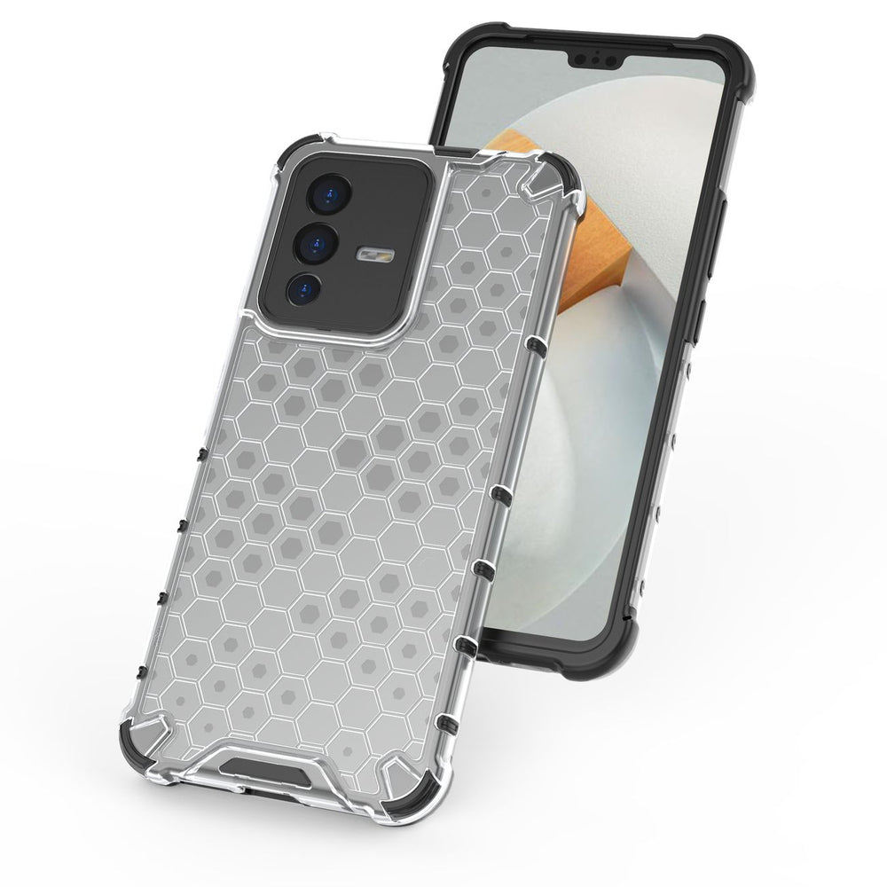 Honeycomb case pansret cover med en gel ramme til Vivo V23 5G gennemsigtig
