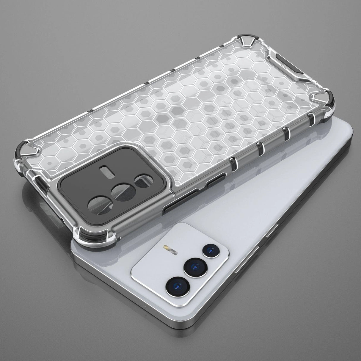 Honeycomb case pansret cover med en gel ramme til Vivo V23 5G gennemsigtig