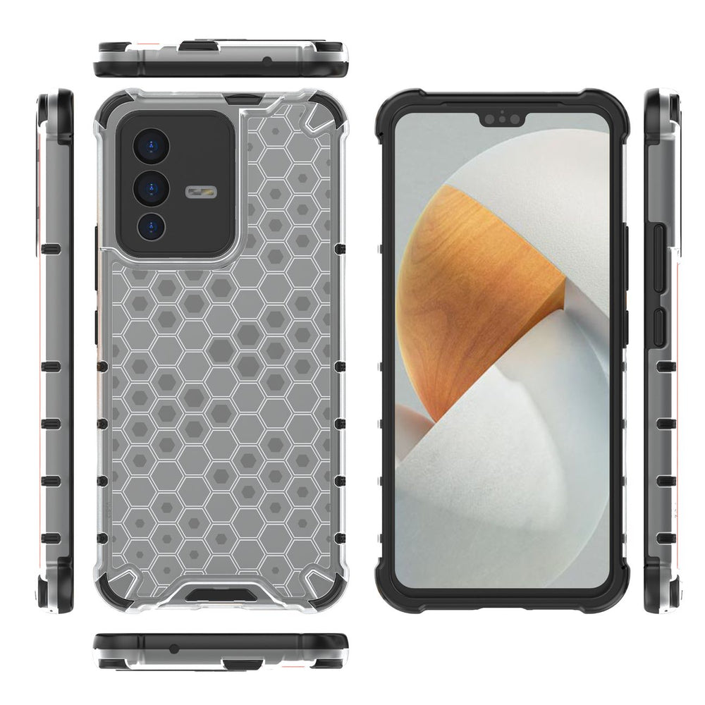 Honeycomb case pansret cover med en gel ramme til Vivo V23 5G gennemsigtig