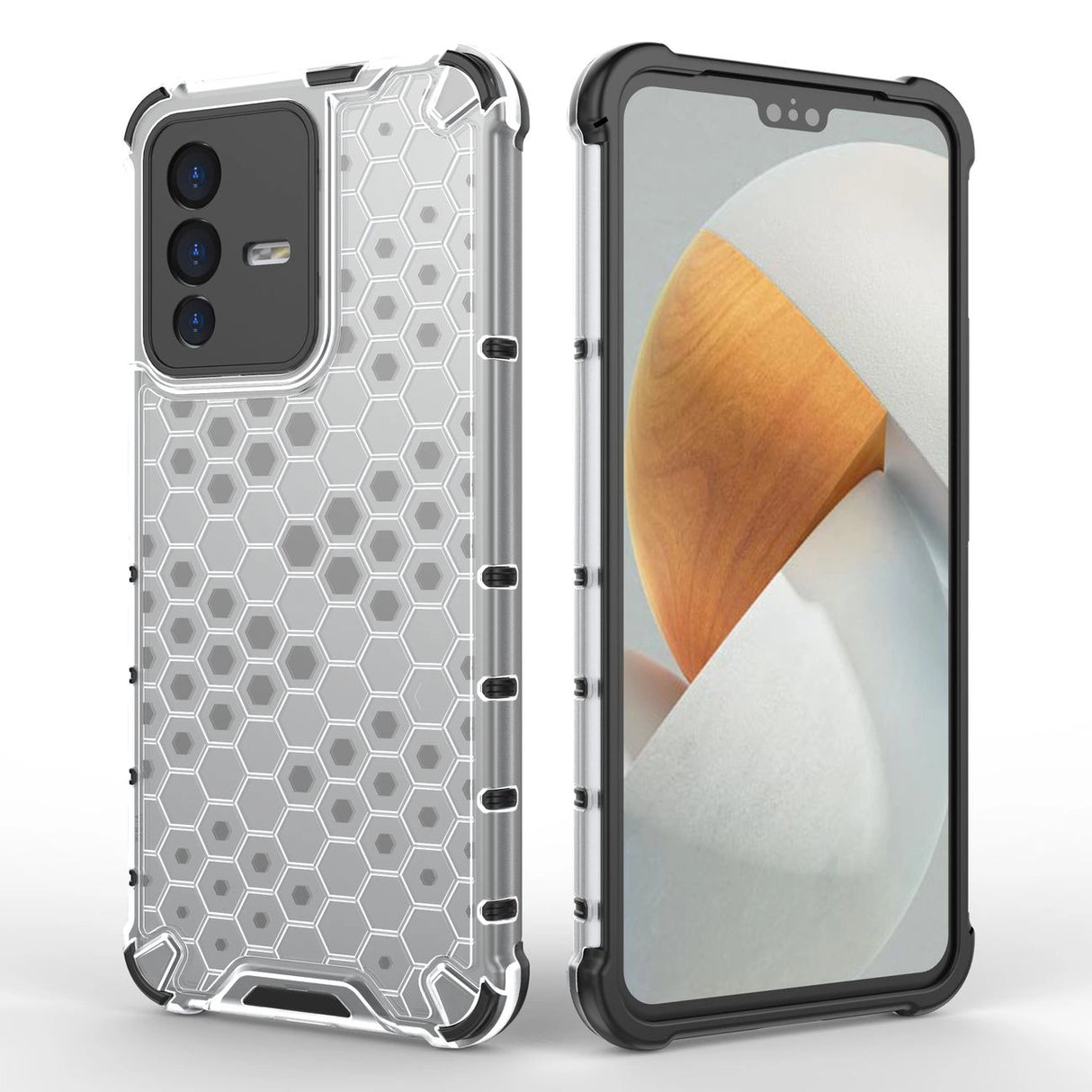 Honeycomb case pansret cover med en gel ramme til Vivo V23 5G gennemsigtig