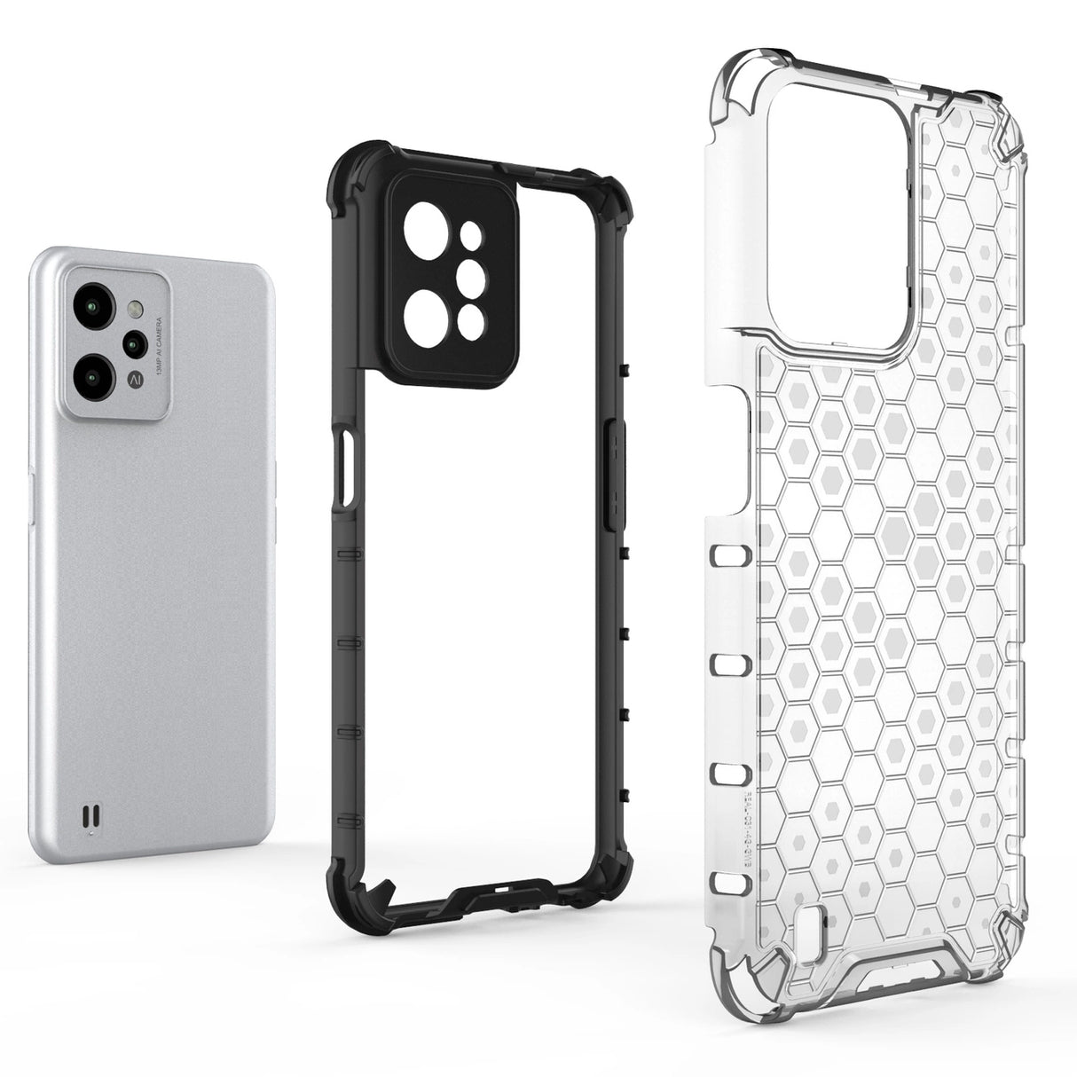 Honeycomb case pansret cover med en gel ramme Realme C31 gennemsigtig