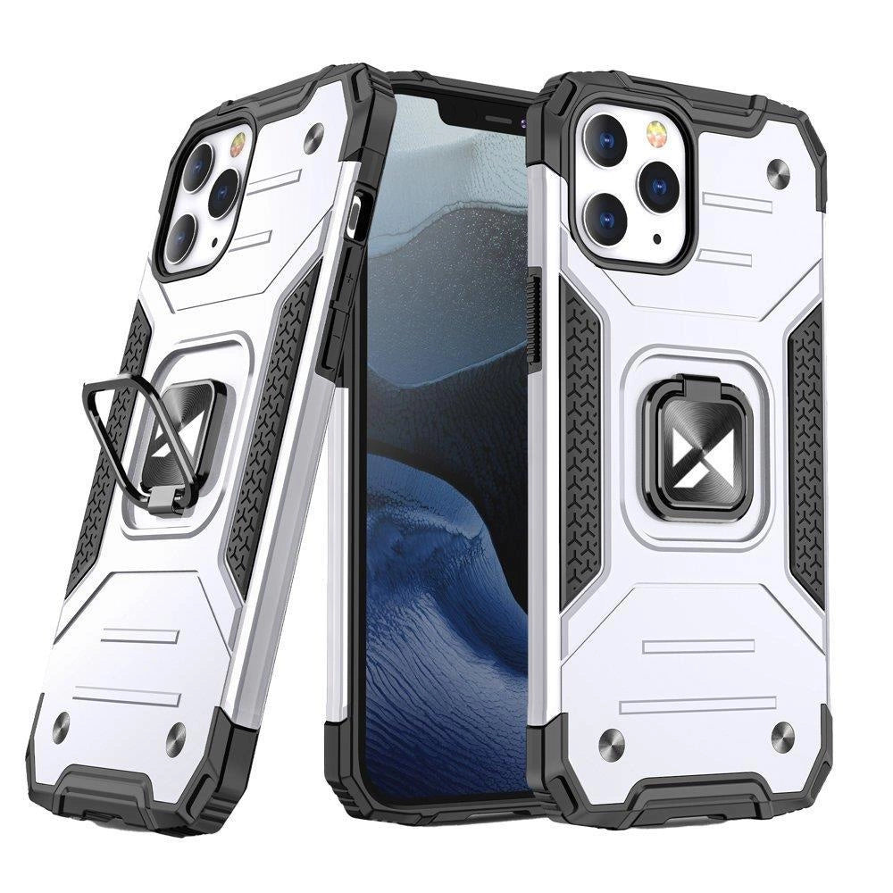 Wozinsky Ring Armor case til iPhone 14 Pro Max pansret cover magnetisk holder ring sølv