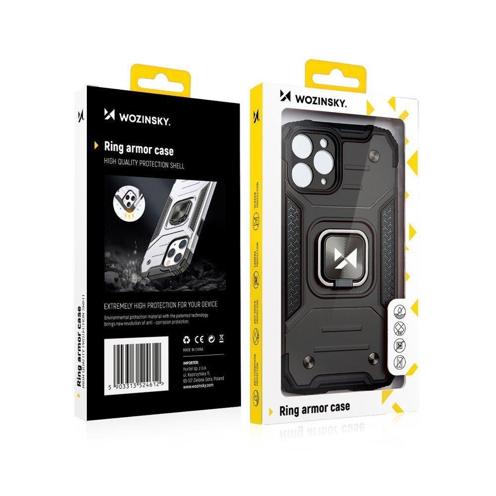 Wozinsky Ring Armor iPhone 14 Pro case pansret cover magnetisk holder ring guld