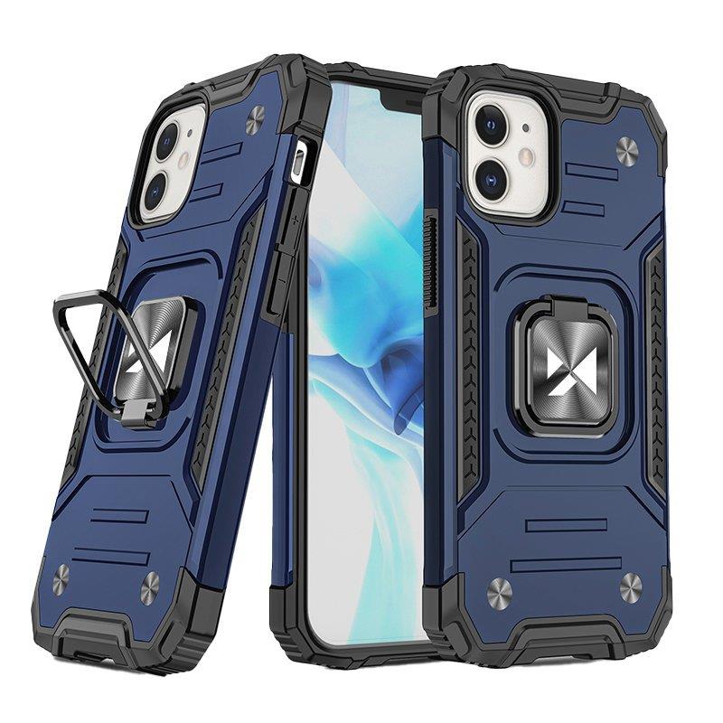 Wozinsky Ring Armor case til iPhone 14 Plus pansret cover magnetisk holder ring blå