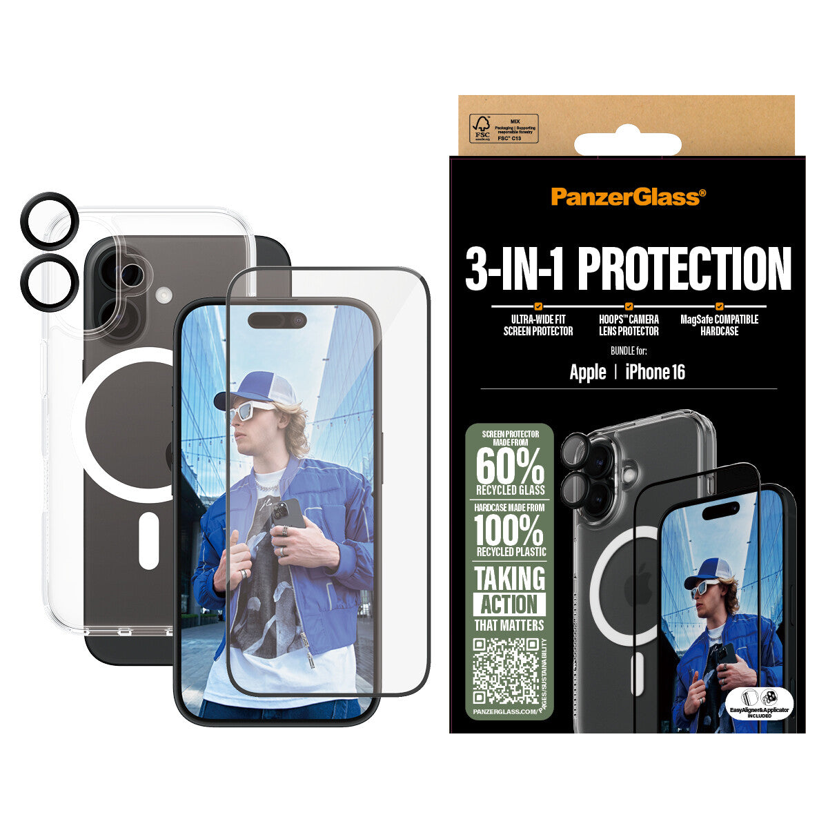 PanzerGlass ® 3-i-1 Beskyttelsespakke iPhone 16
