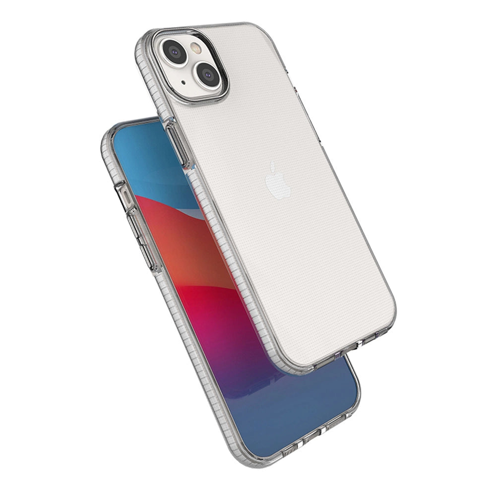 Spring Case til iPhone 14 Plus silikonhylster med lyserød ramme