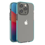 Spring Case til iPhone 14 Pro silikonhylster med lysblå ramme