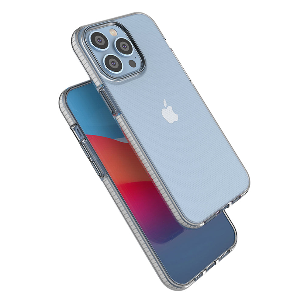 Spring Case til iPhone 14 Pro Max silikone dækning med lysblå ramme
