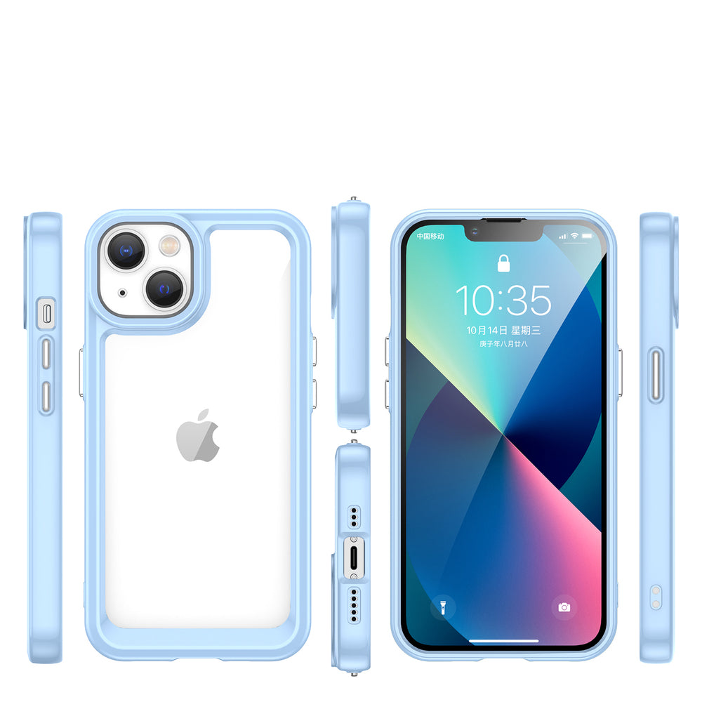 Outer Space Case iPhone 14 Plus hård omslag med gel ramme blå