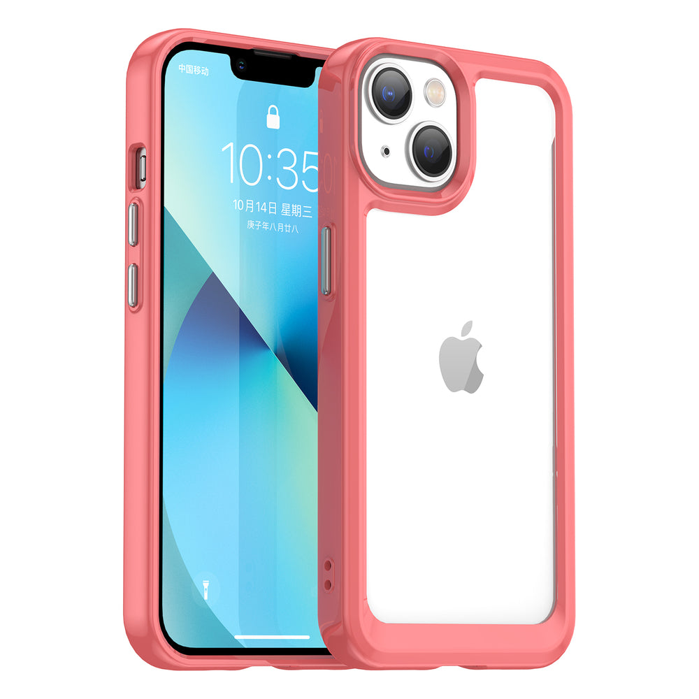 Outer Space Case iPhone 14 Plus hård omslag med en gel ramme rød
