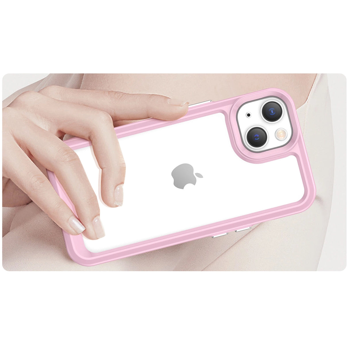Outer Space Case iPhone 14 Plus hardcover med en gel ramme pink