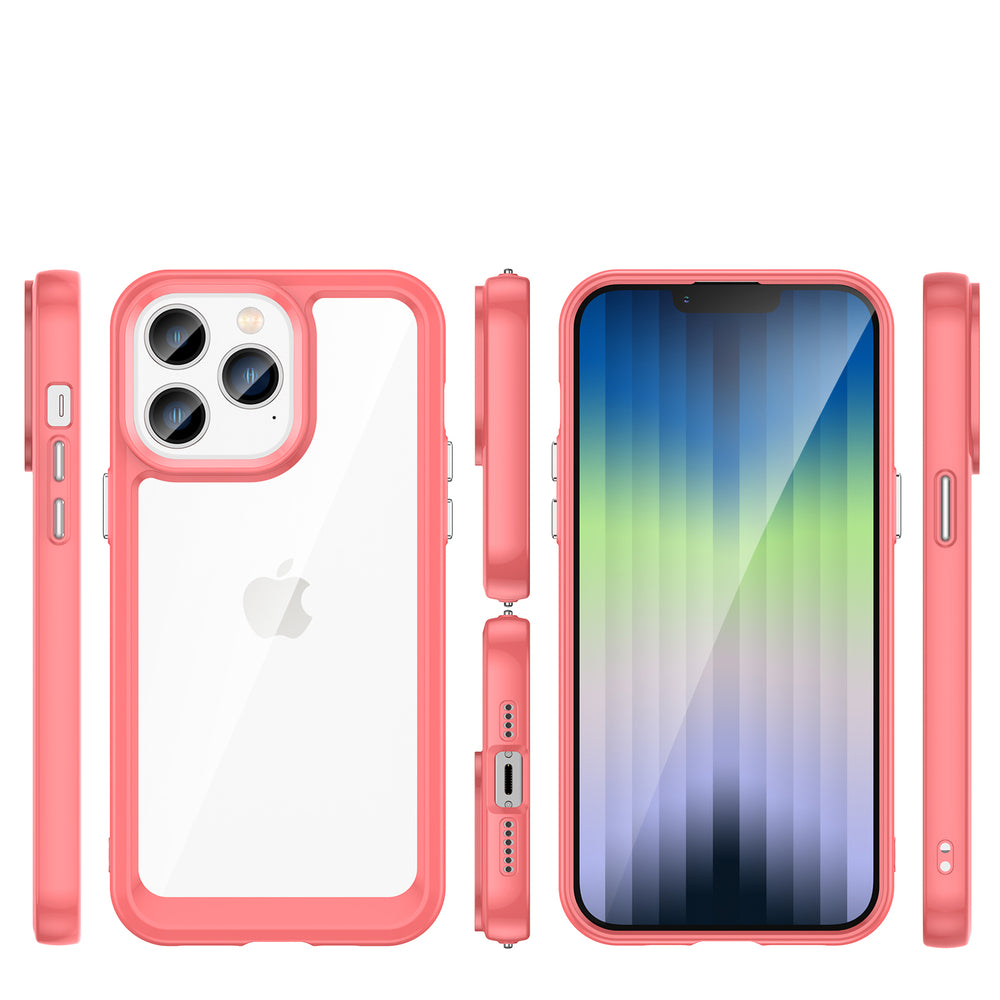 Outer Space Case iPhone 14 Pro Max hardcover med en gel ramme rød