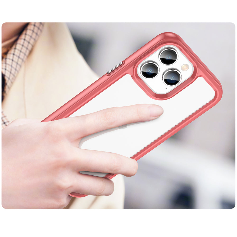 Outer Space Case iPhone 14 Pro Max hardcover med en gel ramme rød