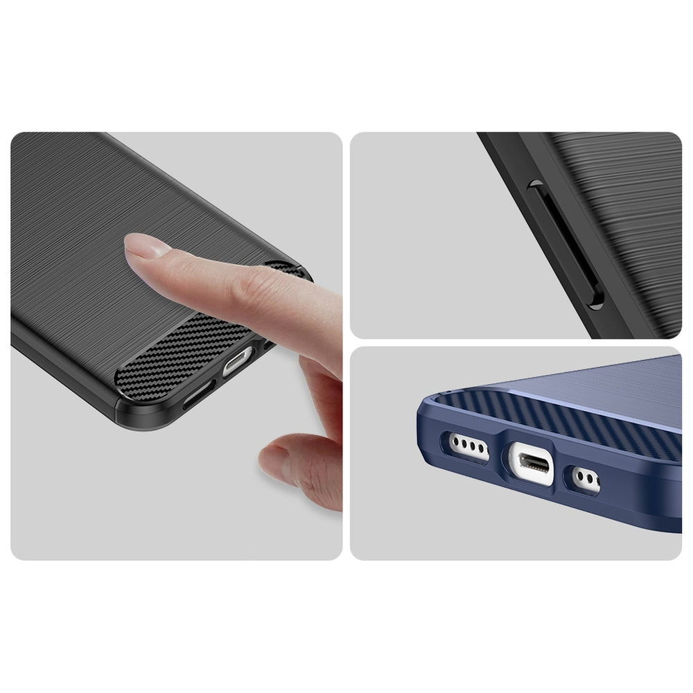 Carbon Case iPhone 14 case fleksibelt gel bagsæde blå