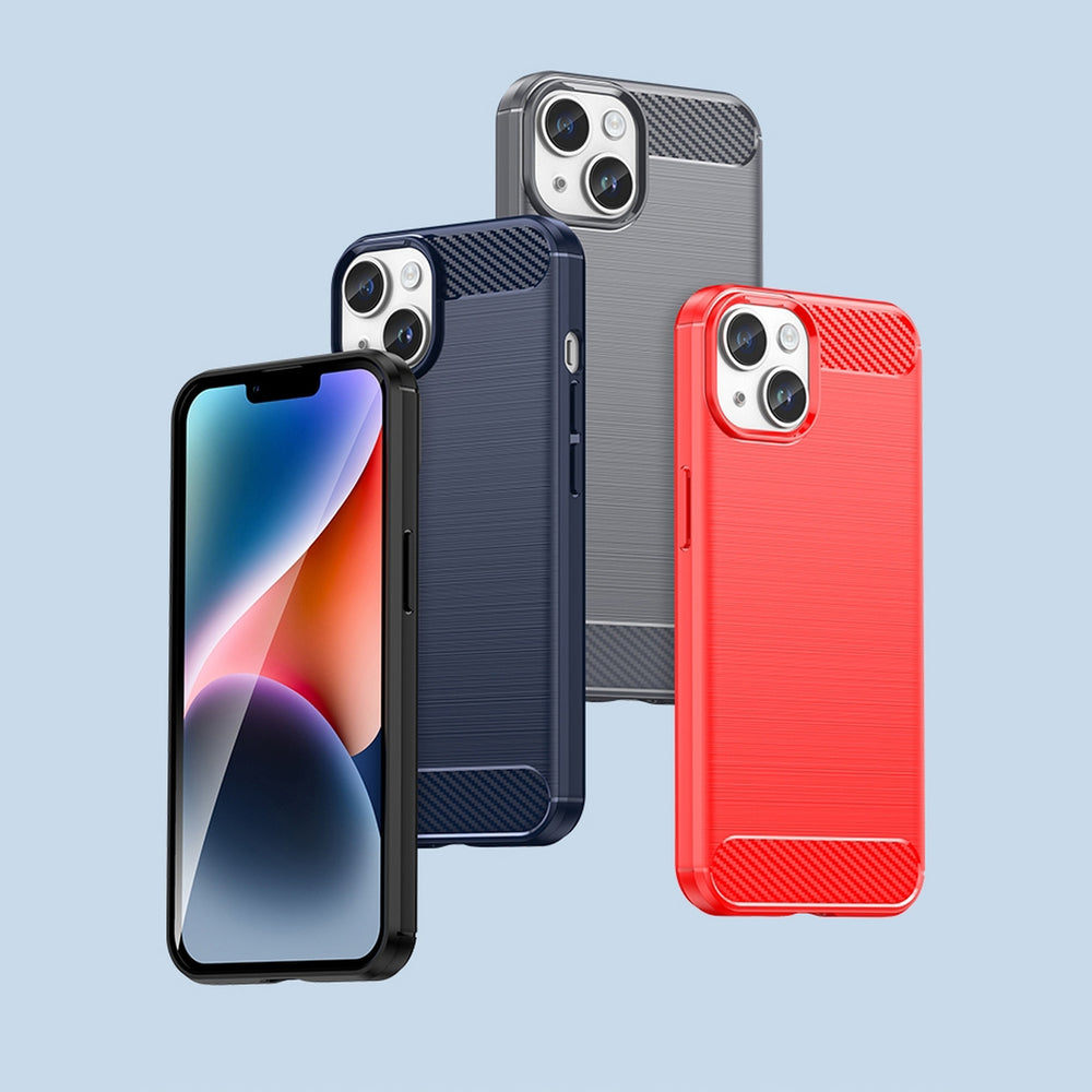 Carbon Case iPhone 14 case fleksibelt gel bagsæde blå