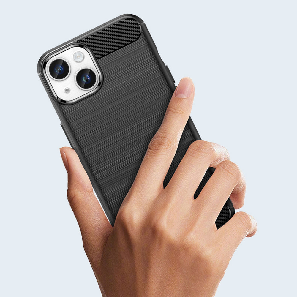 Carbon Case iPhone 14 case fleksibelt gel bagsæde blå