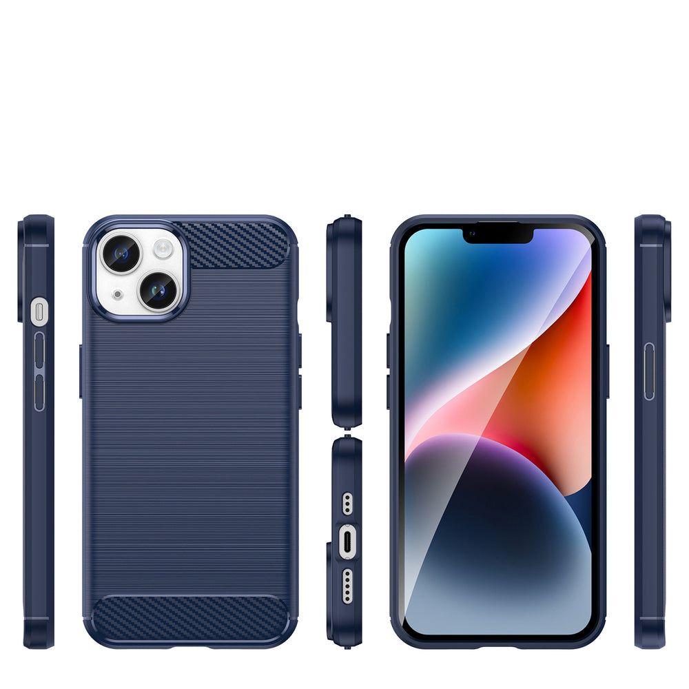 Carbon Case iPhone 14 case fleksibelt gel bagsæde blå
