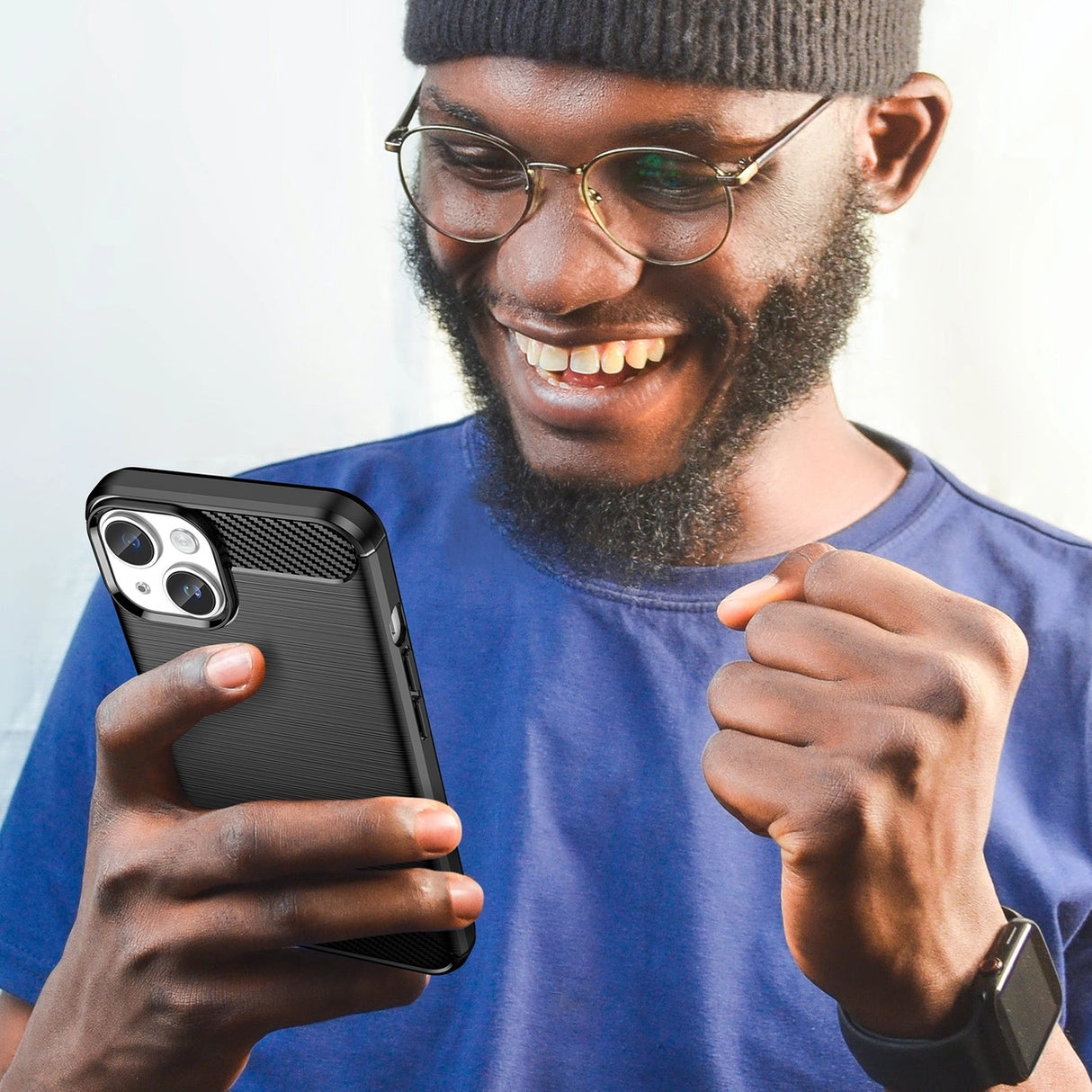 Carbon Case til iPhone 14 Plus Fleksibel gel bagdæksel sort