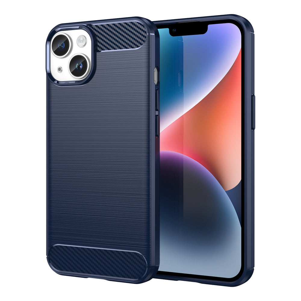 Carbon Case til iPhone 14 Plus Fleksibel gel bagdæksel blå