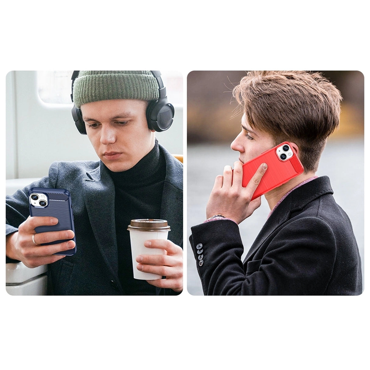 Carbon Case til iPhone 14 Plus Fleksibel gel bagdæksel blå