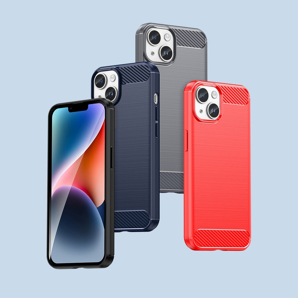 Carbon Case til iPhone 14 Plus Fleksibel gel bagdæksel blå