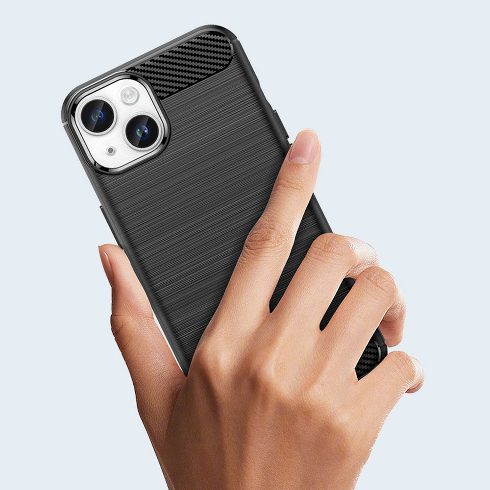 Carbon Case til iPhone 14 Plus Fleksibel gel bagdæksel blå