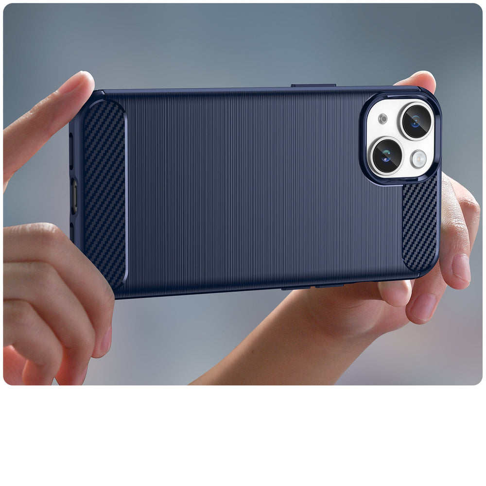 Carbon Case til iPhone 14 Plus Fleksibel gel bagdæksel blå