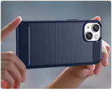 Carbon Case til iPhone 14 Plus Fleksibel gel bagdæksel blå