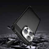 Carbon Case iPhone 14 Pro Max fleksibelt gel bagdæk sort