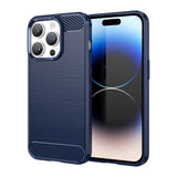 Carbon Case til iPhone 14 Pro Max Fleksibel gel bagdækning blå
