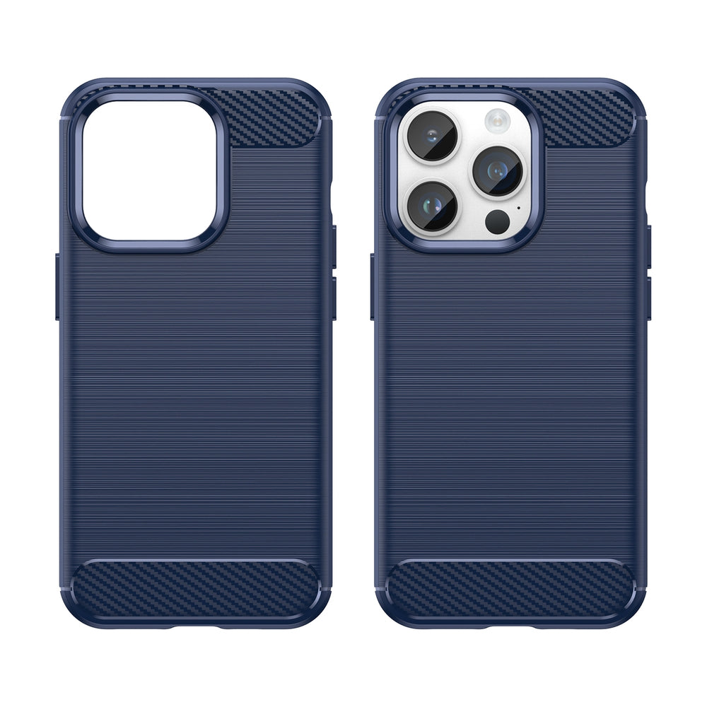 Carbon Case til iPhone 14 Pro Max Fleksibel gel bagdækning blå